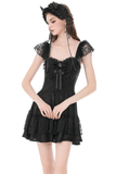 Gothic Lace Ruffle Mini Dress for Lolita Women