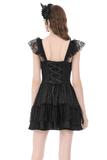 Gothic Lace Ruffle Mini Dress for Lolita Women