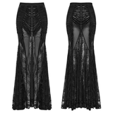 Gothic Lace Sheer Long Slim Skirt - Wrapped Style for Women