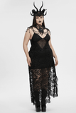 Gothic Lace Shoulder Jewelry with Black Beaded Details