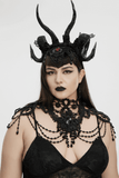 Gothic Lace Shoulder Jewelry with Black Beaded Details