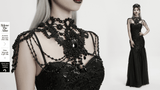 Gothic Lace Shoulder Jewelry with Black Beaded Details
