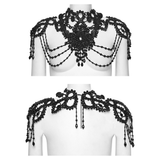 Gothic Lace Shoulder Jewelry with Black Beaded Details
