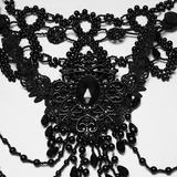 Gothic Lace Shoulder Jewelry with Black Beaded Details