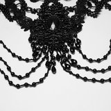 Gothic Lace Shoulder Jewelry with Black Beaded Details