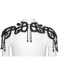 Gothic Lace Shoulder Jewelry with Black Beaded Details