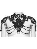 Gothic Lace Shoulder Jewelry with Black Beaded Details