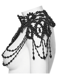 Gothic Lace Shoulder Jewelry with Black Beaded Details