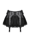 Gothic Lace Skirt Featuring Faux Leather Corset Accents