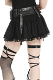 Gothic Lace Skirt Featuring Faux Leather Corset Accents