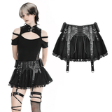 Gothic Lace Skirt Featuring Faux Leather Corset Accents