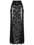 Gothic Lace Slit Skirt with Straps and Removable Tassels