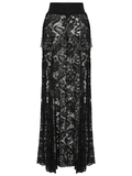 Gothic Lace Slit Skirt with Straps and Removable Tassels