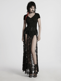 Gothic Lace Slit Skirt with Straps and Removable Tassels