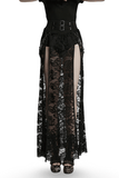Gothic Lace Slit Skirt with Straps and Removable Tassels