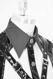 Chemise à manches longues punk sexy avec dos à lacets / chemisier gothique évidé sur le buste 
