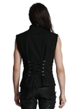 Gothic Lace-Up Back Vest with Bold Buckle Strap Detail