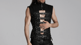 Gothic Lace-Up Back Vest with Bold Buckle Strap Detail