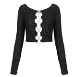 Gothic Lace-Up Black Crop Top With Sexy Cut-Outs