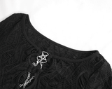 Gothic Lace-Up Black Crop Top With Sexy Cut-Outs