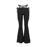 Gothic Lace-Up Flared Pants: Women's Sexy Black Trousers