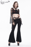 Gothic Lace-Up Flared Pants: Women's Sexy Black Trousers