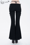 Gothic Lace-Up Flared Pants: Women's Sexy Black Trousers