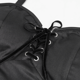 Haut de bikini gothique noir avec lacets sur le décolleté /Vêtements de plage pour femmes / Mode alternative