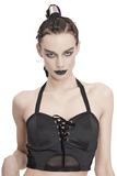 Haut de bikini gothique noir avec lacets sur le décolleté /Vêtements de plage pour femmes / Mode alternative