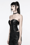 Gothic Lace-Up Strapless Black Tube Corset Top