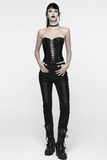 Gothic Lace-Up Strapless Black Tube Corset Top