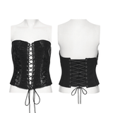 Gothic Lace-Up Strapless Black Tube Corset Top