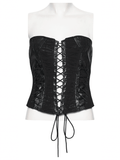 Gothic Lace-Up Strapless Black Tube Corset Top