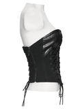Gothic Lace-Up Strapless Black Tube Corset Top