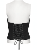 Gothic Lace-Up Strapless Black Tube Corset Top