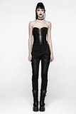 Gothic Lace-Up Strapless Black Tube Corset Top