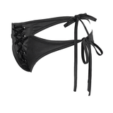 Gothic Lace-Up Swim Trunks Bikini Bottoms with Side Ribbons