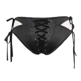 Gothic Lace-Up Swim Trunks Bikini Bottoms with Side Ribbons