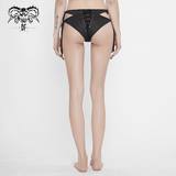 Gothic Lace-Up Swim Trunks Bikini Bottoms with Side Ribbons