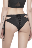 Gothic Lace-Up Swim Trunks Bikini Bottoms with Side Ribbons