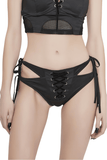 Damen-Badehose mit Schnürung vorne und hinten / Gothic-Bikinihose mit Bändern an den Seiten