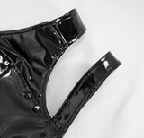 Gothic Leather Halter Top: Vinil Crop Top with Spiked Rivets