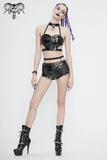 Gothic Leather Halter Top: Vinil Crop Top with Spiked Rivets