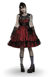 Gothic Lolita Dress with Black and Red Mesh Panels