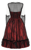 Gothic Lolita Dress with Black and Red Mesh Panels