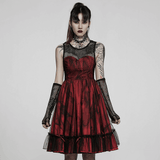 Gothic Lolita Dress with Black and Red Mesh Panels