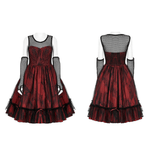 Gothic Lolita Dress with Black and Red Mesh Panels