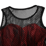 Gothic Lolita Dress with Black and Red Mesh Panels