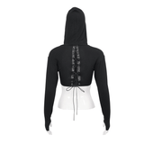 Gothic Long Sleeves Top: Women's Lace-up Transparent Blouse