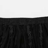 Gothic Maxi Skirt Featuring 3D Floral Embroidered Details